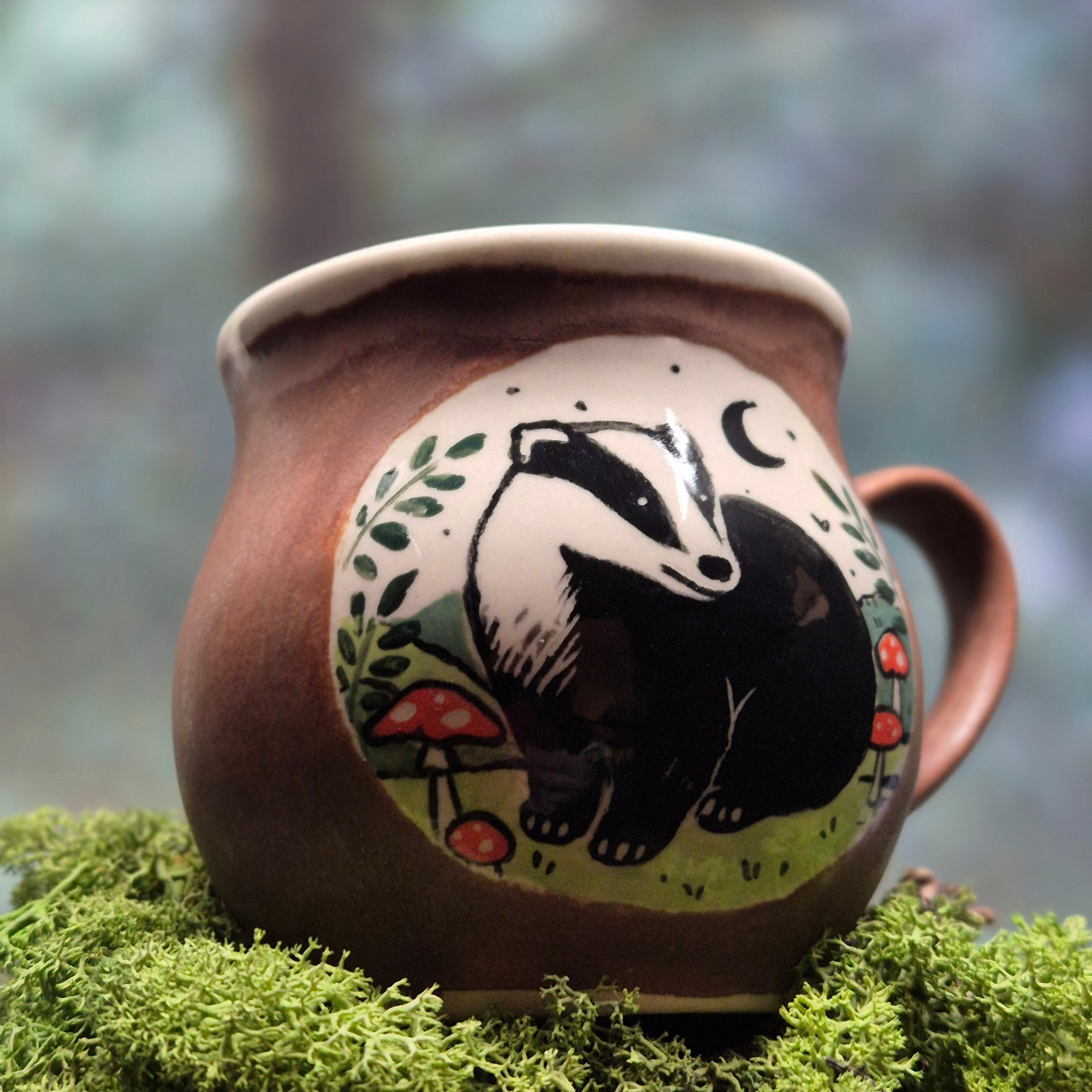 Badger matt-brown mug 350 ml 🍄