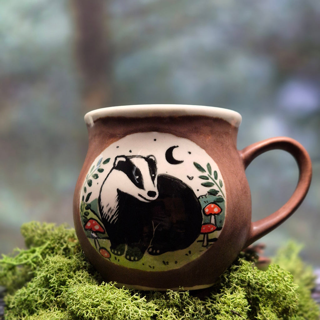 Badger matt-brown mug 350 ml 🍄