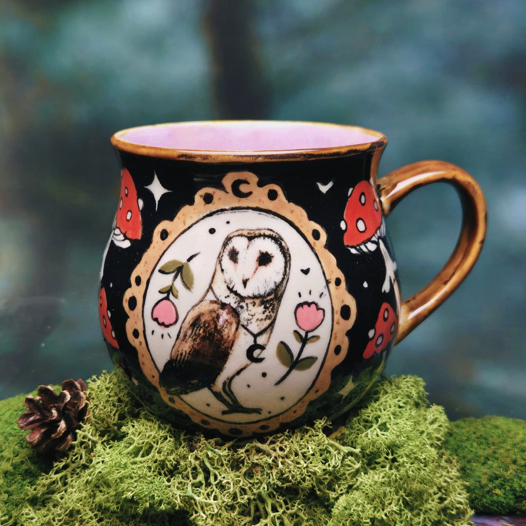 Pink barn owl mug 500 ml 🩷