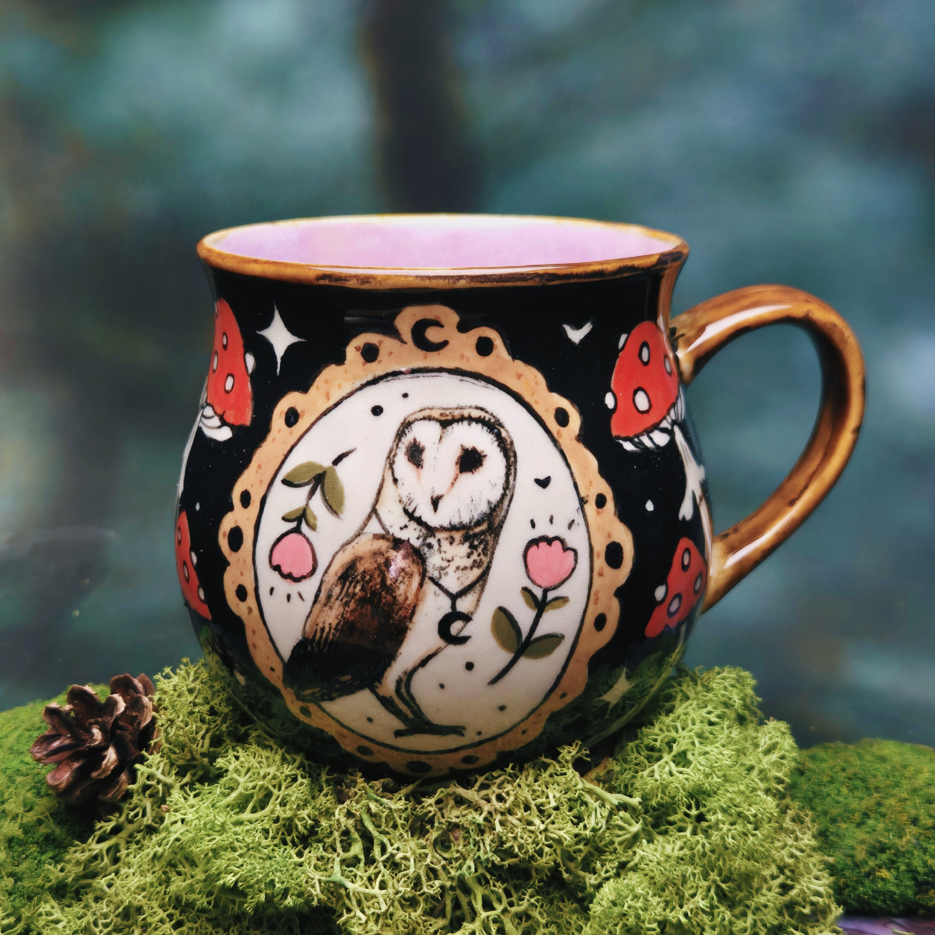 Pink barn owl mug 500 ml 🩷
